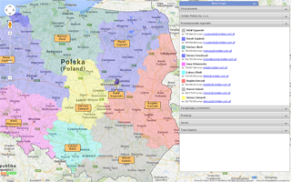 Mapa obszarów działalności firmy Viridian Polska